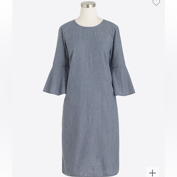 J. Crew Striped Bell-Sleeve Cotton Dress - Picture 1 of 10
